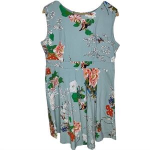 Acevog Plus Size Bird and Floral Print Sun Dress